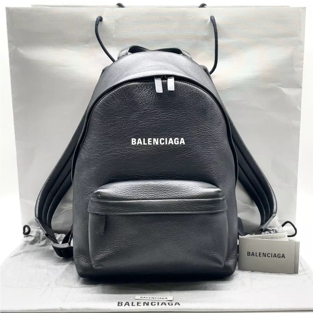 Balenciaga Black Leather Everyday Backpack + Gift Bag + Dust Bag